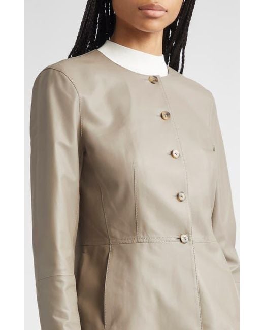 Lafayette 148 New York Natural Fitted Waist Collarless Jacket