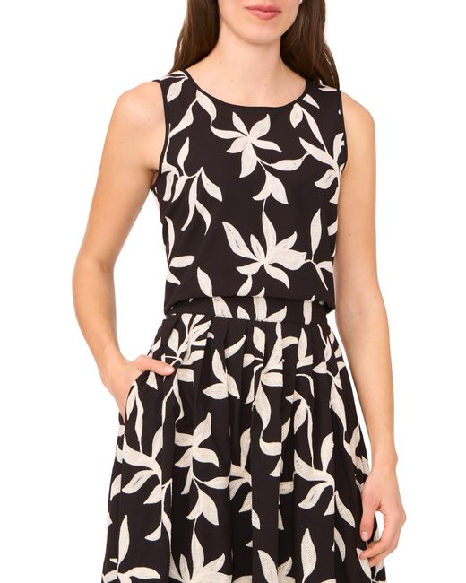 Halogen® Black Botanical Embellished Sleeveless Shell