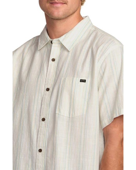 Billabong White All Day Stripe Short Sleeve Button-Up Shirt for men