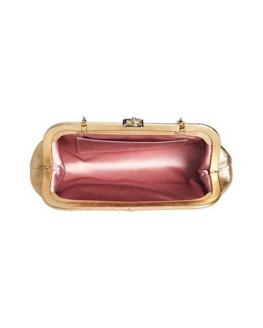 Jimmy Choo Natural Skylar Metallic Leather Clutch