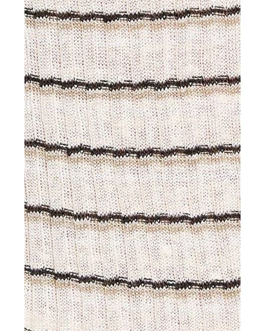 Theory White Stripe Crop Linen Blend Cardigan