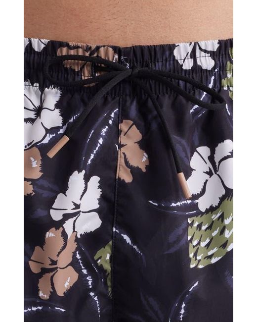 Boss Blue Piranha Floral Swim Trunks for men