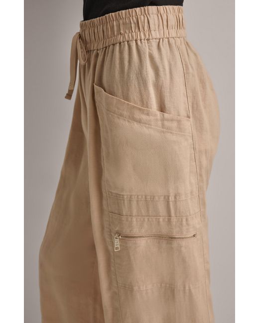 DKNY Natural Linen Drawstring Cargo Pants