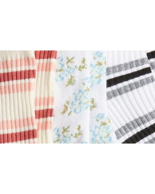 K Bell Socks Multicolor Spring Stripes Ruffle Assorted 3-Pack Crew Socks