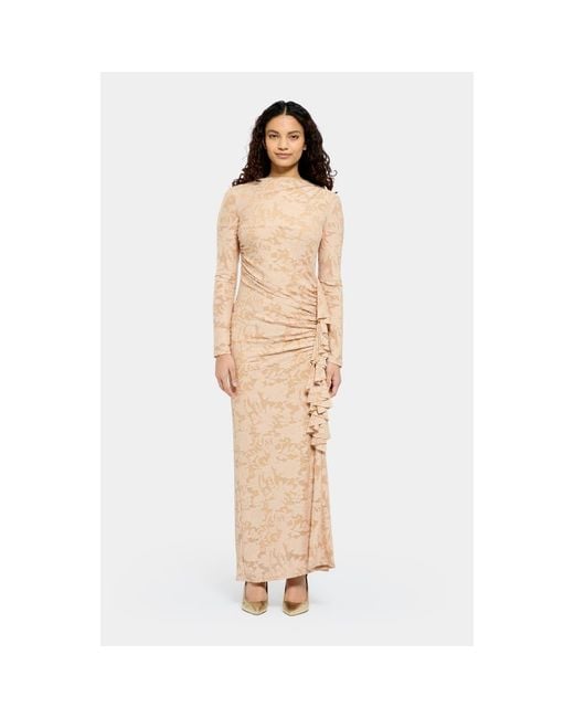 DASKA Charlotte Side Frill Dress in Natural | Lyst