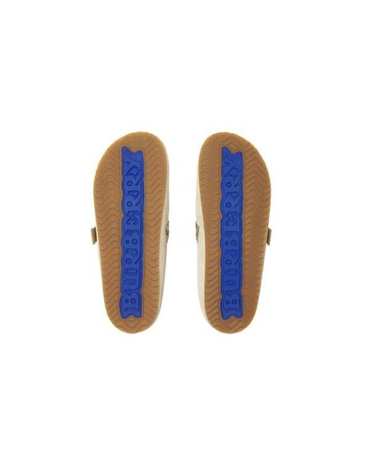 Burberry White Check Denim Urchin Clogs for men