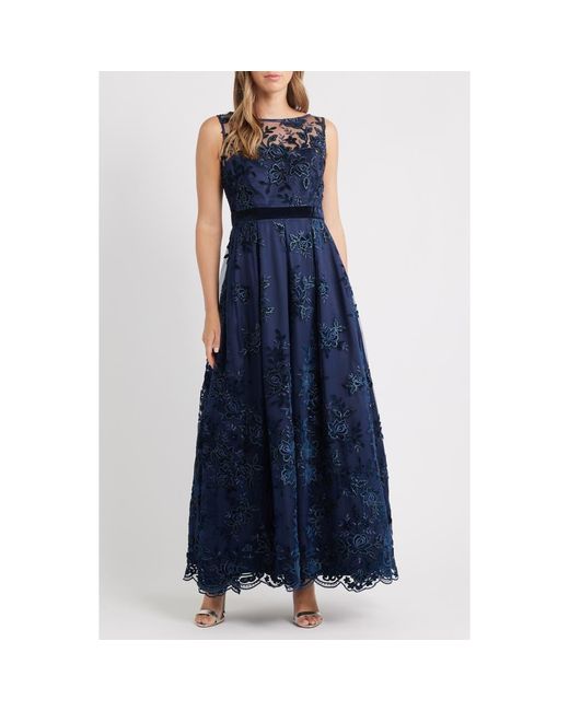 Eliza J Embroidered Sequin Ballgown in Blue | Lyst
