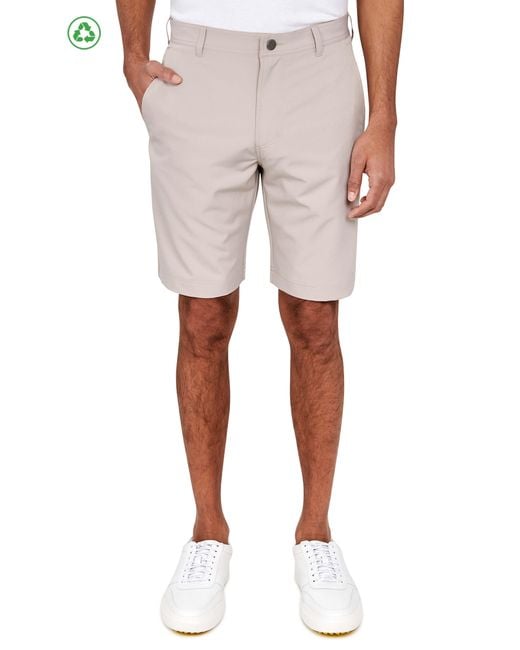 Con.struct Natural Regular Fit Solid Recycled Performance Flat Front Golf Shorts for men