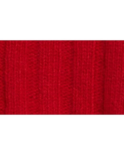 Molly Goddard Red Bow Shoulder Rib Wool Cardigan