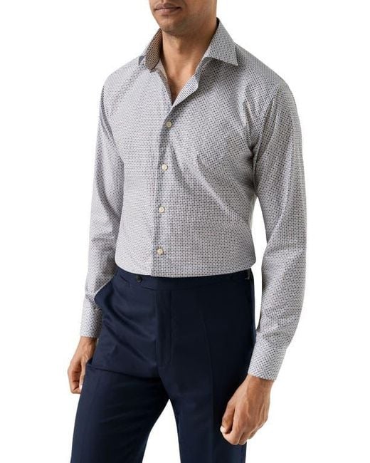 Eton of Sweden Blue Slim Fit Micro Floral Print Shirt for men
