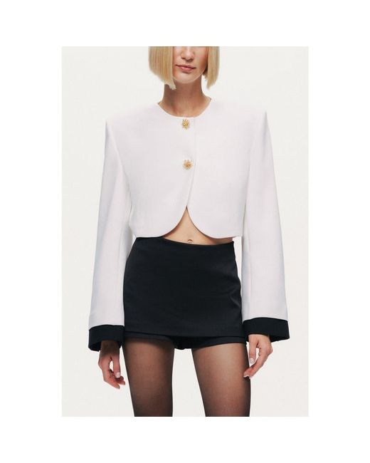 Nocturne White Button Cropped Jacket