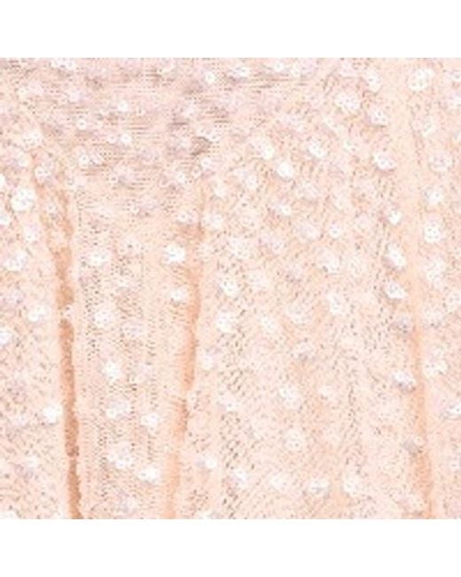 Needle & Thread Pink Sequin Cascade Cami Plunge Gown