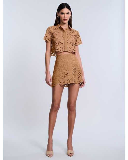 BCBGMAXAZRIA Blue Eyelet Mini Skirt