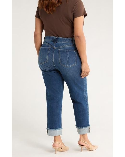 Wit & Wisdom Blue High Waist Frayed Cuff Hem Straight Leg Jeans