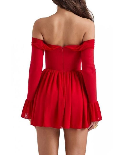 house of cb alana dress red Clothing : Mini Dresses : 'Alana' Scarlet Off Shoulder Dress