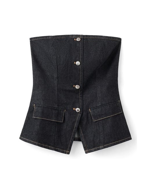 Mango Blue Clemence Denim Bustier Top
