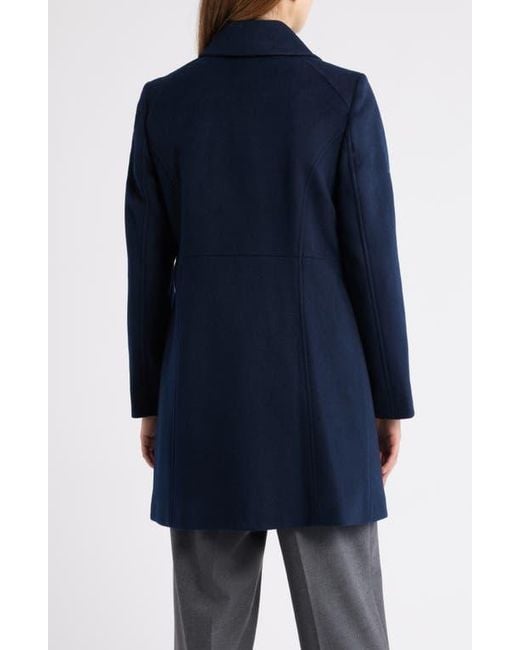 Michael Kors Blue Front Zip Wool Blend Coat