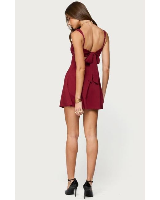 open lace back dress Edikted Women's Polka Dot Cupped Chiffon Mini Dress - Red