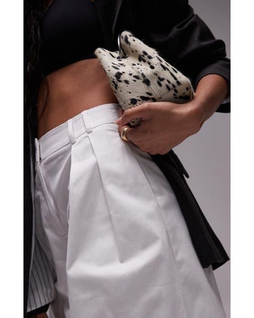 TOPSHOP Gray Pleated High Waist A-Line Twill Shorts