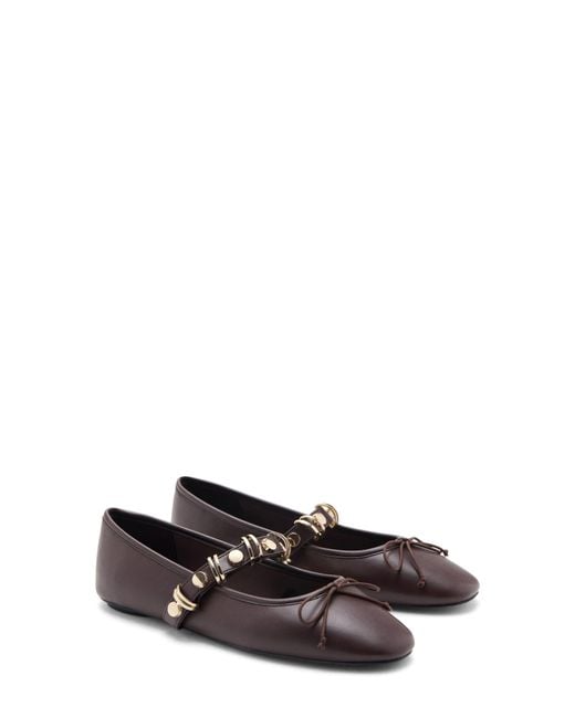 Mango White Metallic Strap Ballet Flat