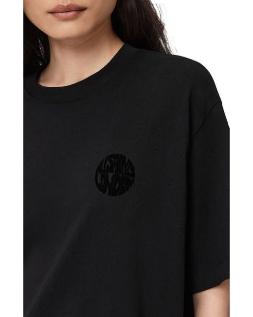 AllSaints Black Zanda Oversize Cotton T-Shirt