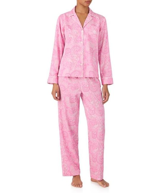Ralph Lauren Pink Paisley Cotton Blend Pajamas