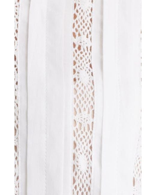 Madewell White Bobbi Lace Trim Peplum Top