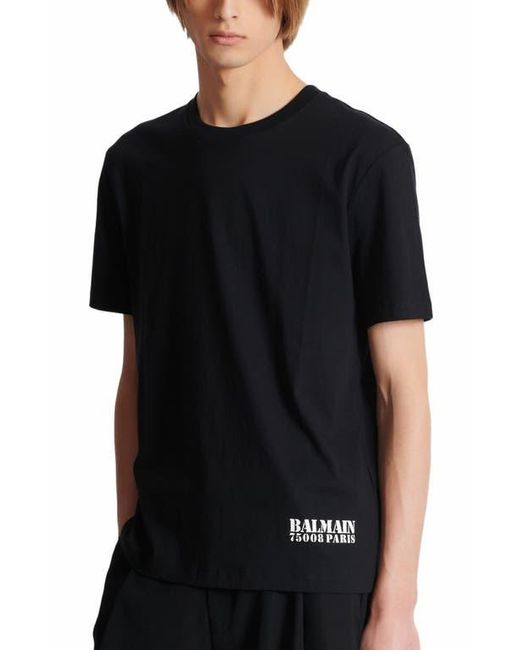Balmain Black Small Stamp Printed T-Shirt for men