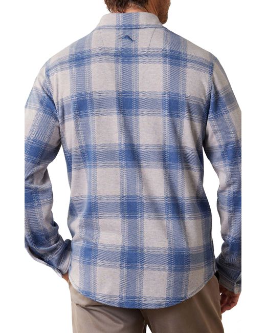Tommy Bahama Blue Fireside Newport Plaid Knit Button-up Shirt for men