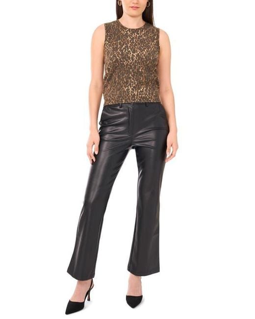 Vince Camuto Gray Leopard Print Sweater Tank