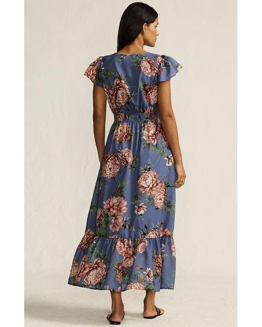 Lands' End Vneck Flutter Sleeve Maxi Dress in Blue | Lyst Lands' End Vneck Flutter Sleeve Maxi Dress in Blue | Lyst