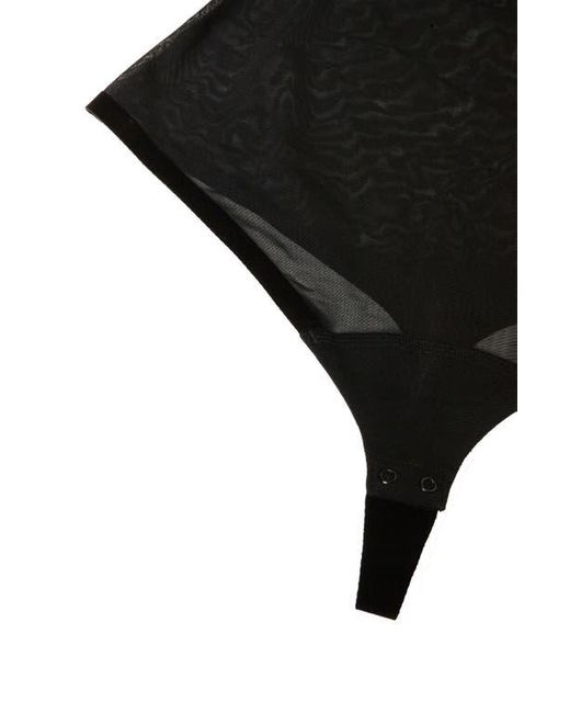 Wolford Black Tulle Forming Underbust Shaper Thong Bodysuit