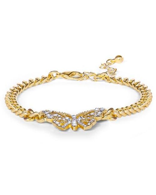 Jessica Simpson Metallic Tone Butterfly Crystal Chain Bracelet