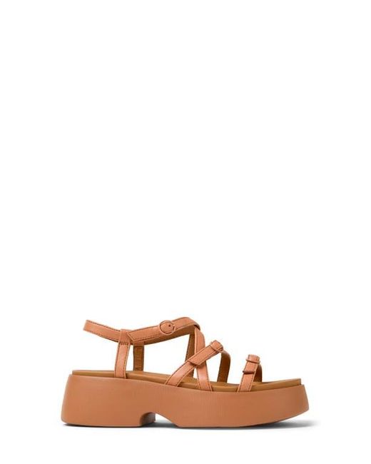 Camper Brown Tasha Ankle Strap Platform Sandal