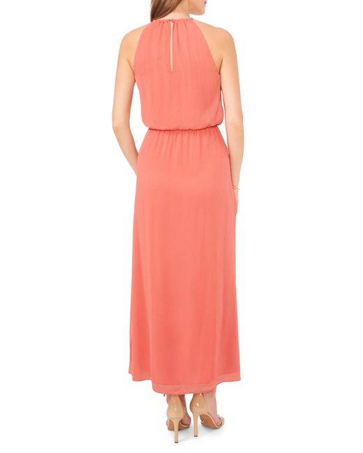Halogen® Pink Halogen(r) Shirred Halter Neck Dress