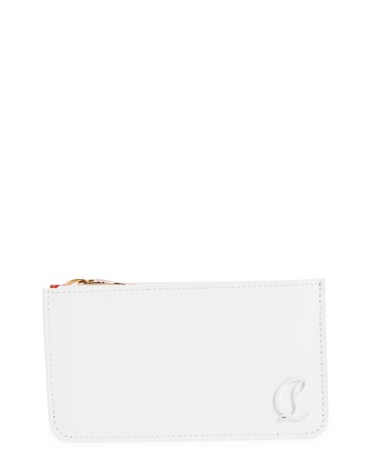 Christian Louboutin White Loubi54 Leather Zip Card Case