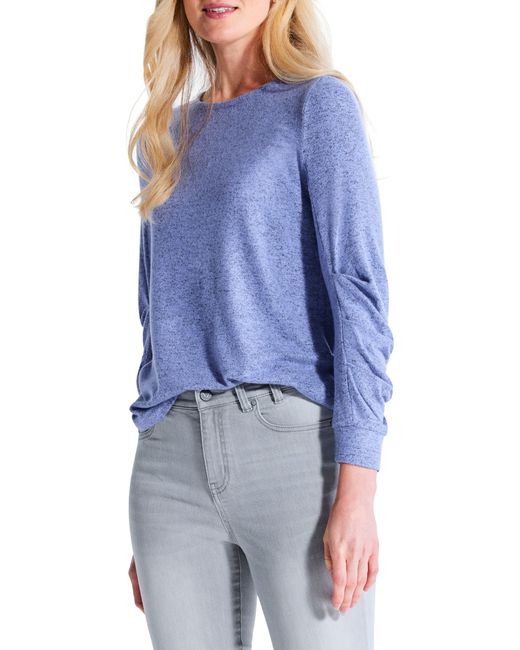 NZT by NIC+ZOE Blue Nzt By Nic+zoe Sweet Dreams Ruched Sleeve Top