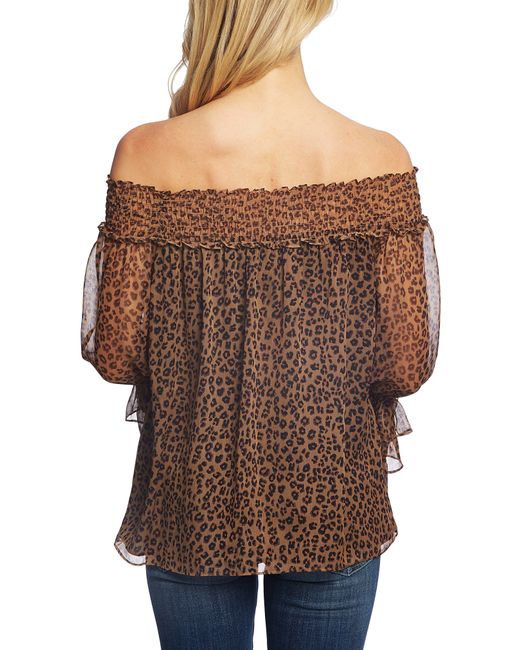 cheetah print off the shoulder top