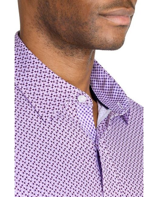 Con.struct Purple Slim Fit Mosaic Dot Recycled 4-Way Stretch Performance Long Sleeve Shirt for men