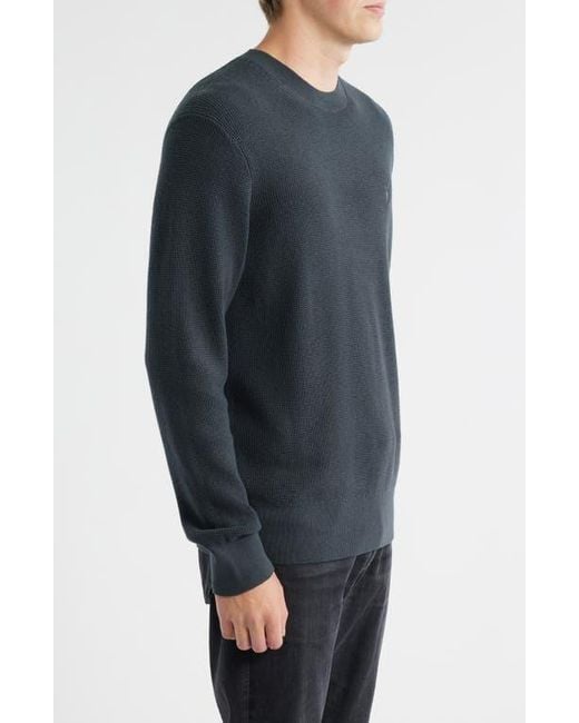AllSaints Black Oversize Cotton & Wool Waffle Crewneck Sweater for men