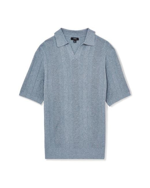 Reiss Blue Kansas Texture Stripe Polo Sweater for men