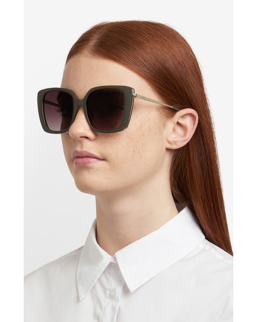 Fossil Brown 54Mm Gradient Square Sunglasses