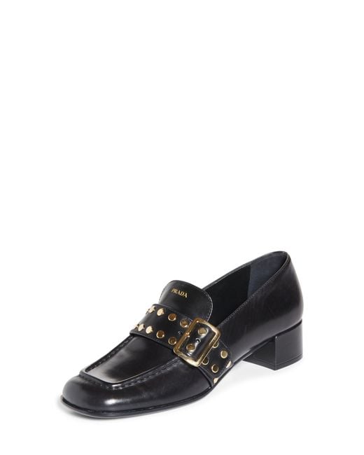 Prada Black Modellerie Stud Loafer Pump