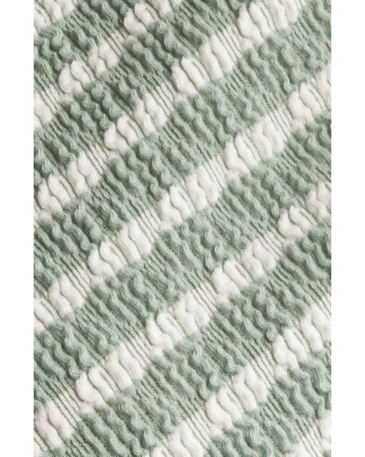 Loveappella Green Puckered Stripe Wrap Front Top