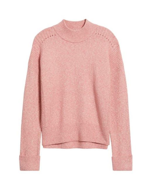 Treasure & Bond Red Rib Detail Mock Neck Sweater