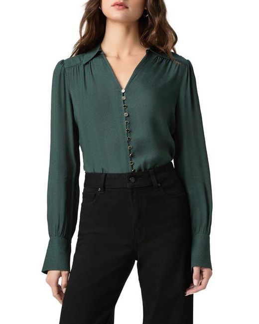 PAIGE Green Camu Long Sleeve Blouse