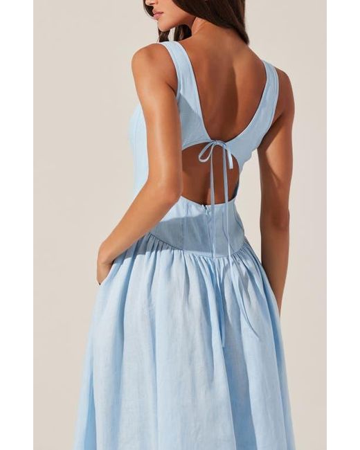 Astr Blue Thierry Sleeveless Midi Dress