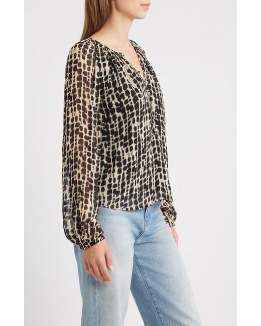 Rails Black Indi Shibori Spot Peasant Top