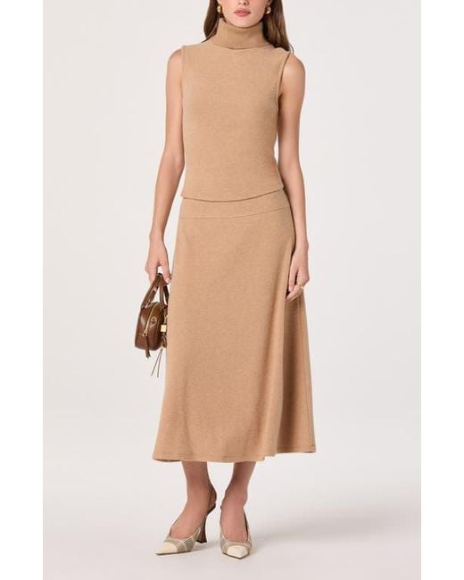 Astr Natural Knit Midi Skirt