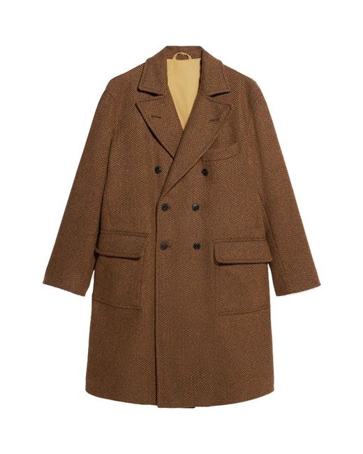 Fortela Brown Serwilliam1 Tweed Double-Breasted Coat for men